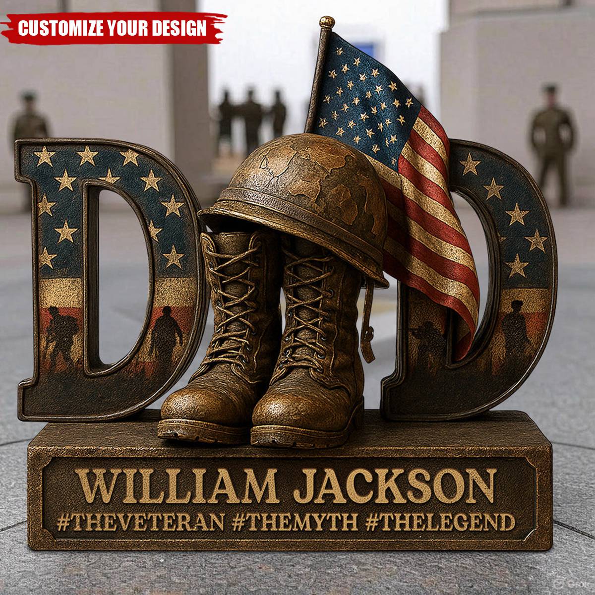 Veteran Dad Shaped Acrylic Plaque Personalized Gifts For Dad