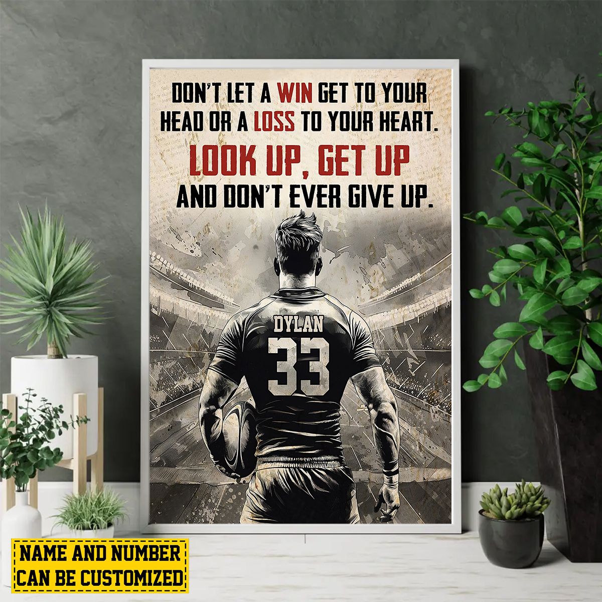 Personalized Motivational Rugby Boy Canvas Poster - Gift For Rugby Lovers