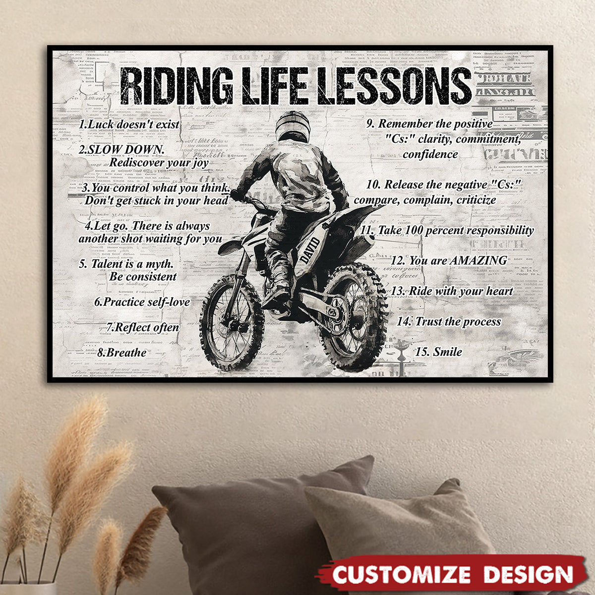 Personalized Riding Life Lessons Cool Quotes Poster - Gift For Biker