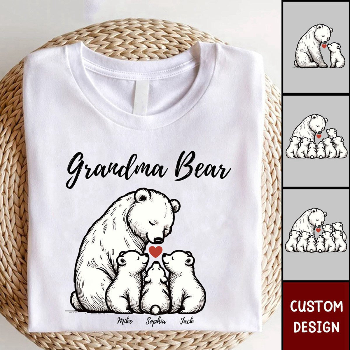 Grandma/ Mama Bear With Little Bear Kids Personalized T-shirt