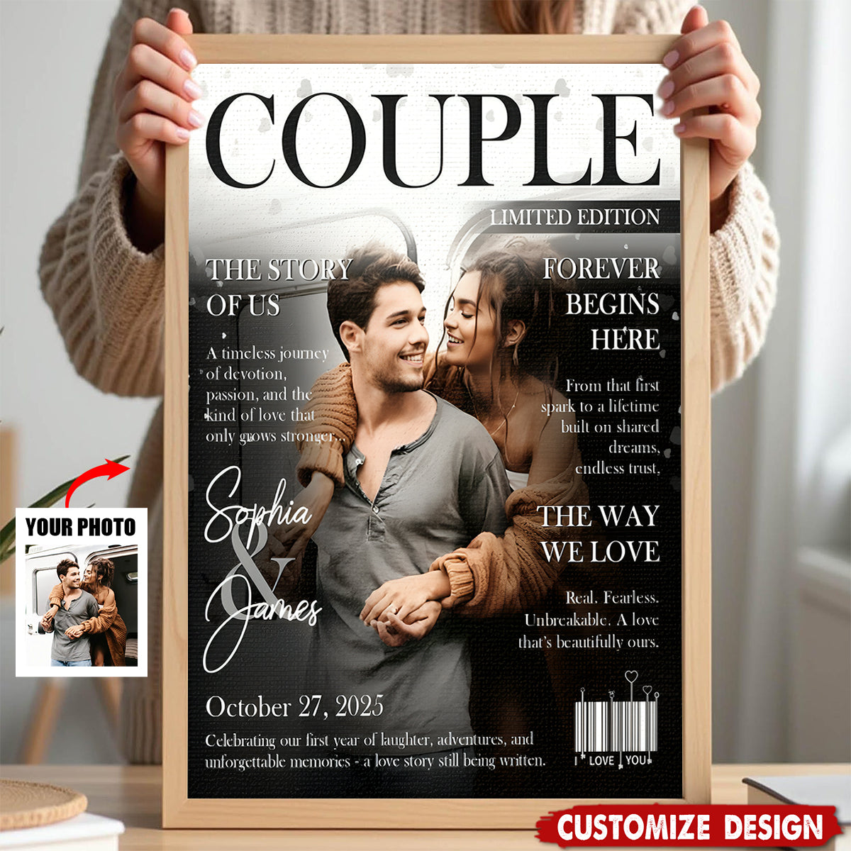 Personalized Love Story Couple Magazine Cover Poster- Gift For Romantic Couple