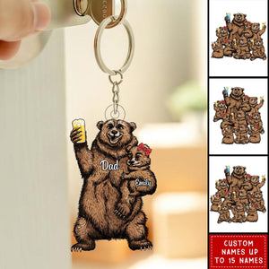 Papa Bear - Personalized Acrylic Keychain - Gift For Grandpa