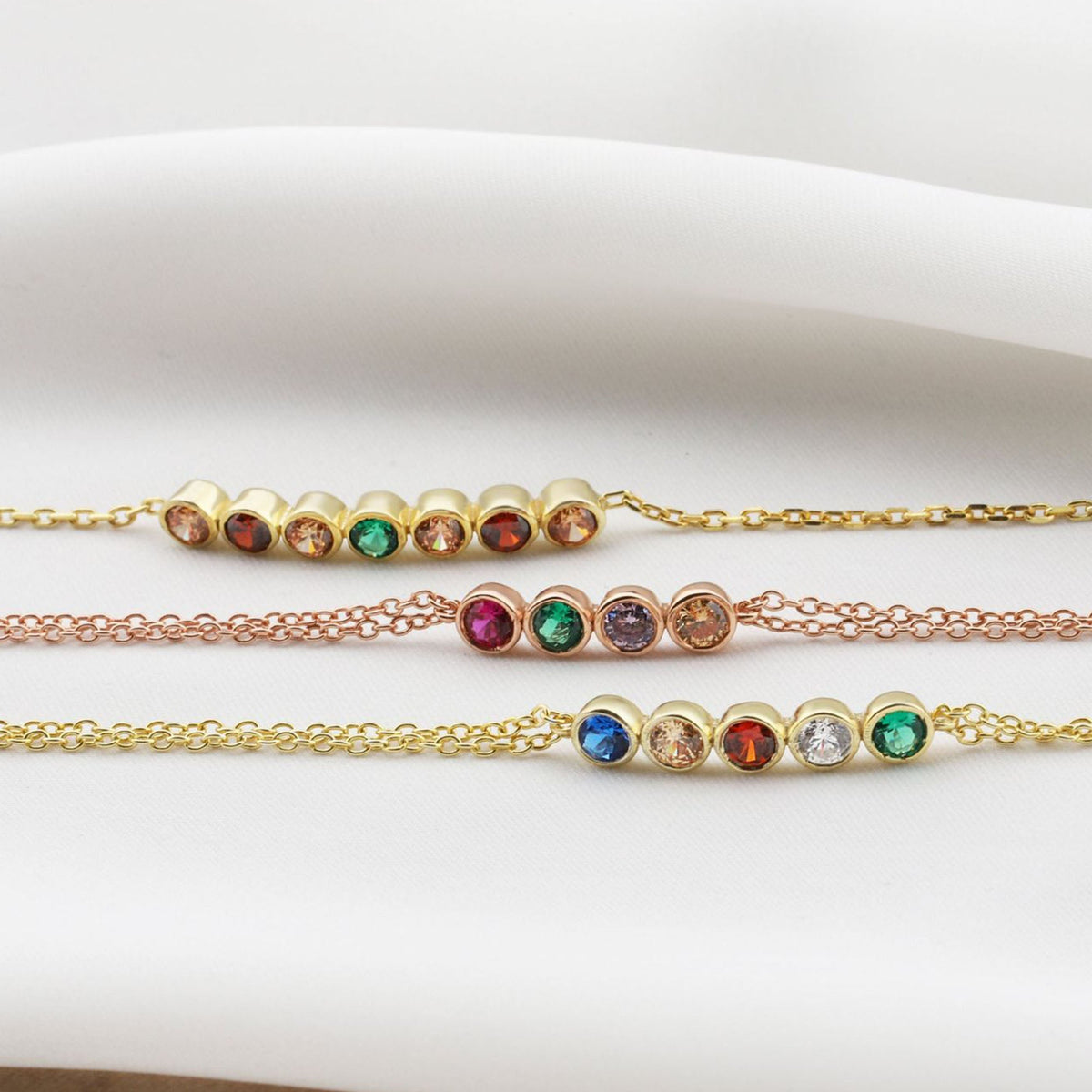 Personalized Stars Dainty Birthstone Bracelet, Mother Day Gift