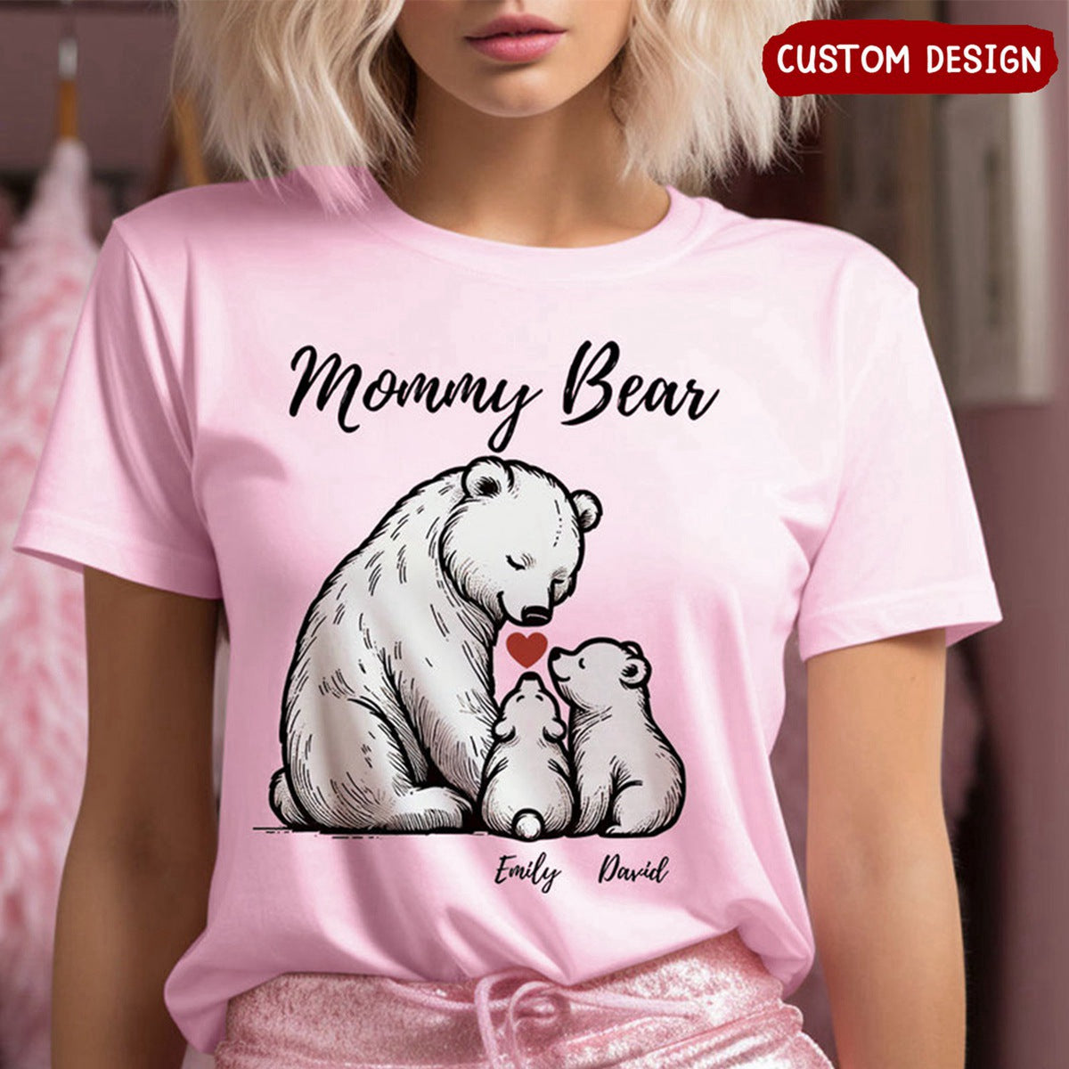 Grandma/ Mama Bear With Little Bear Kids Personalized T-shirt