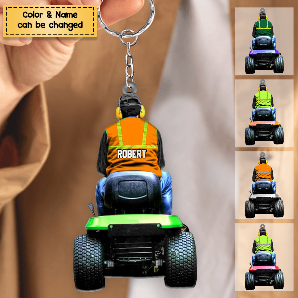 Personalized Lawn Mower Acrylic Keychain