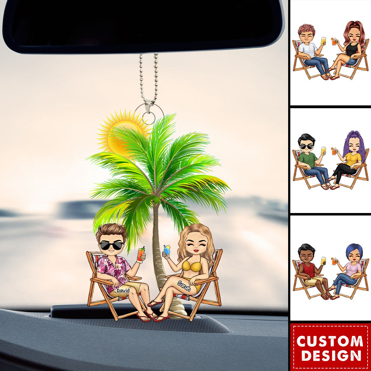 Beach Just Another Day - Personalized Acrylic Ornament - Gift For Couples