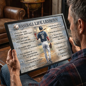 Baseball Life Lessons Canvas, Sports Life Lessons Poster, Gift for Men, Boy, Male, Husband, Boyfriend, Brother Father Day