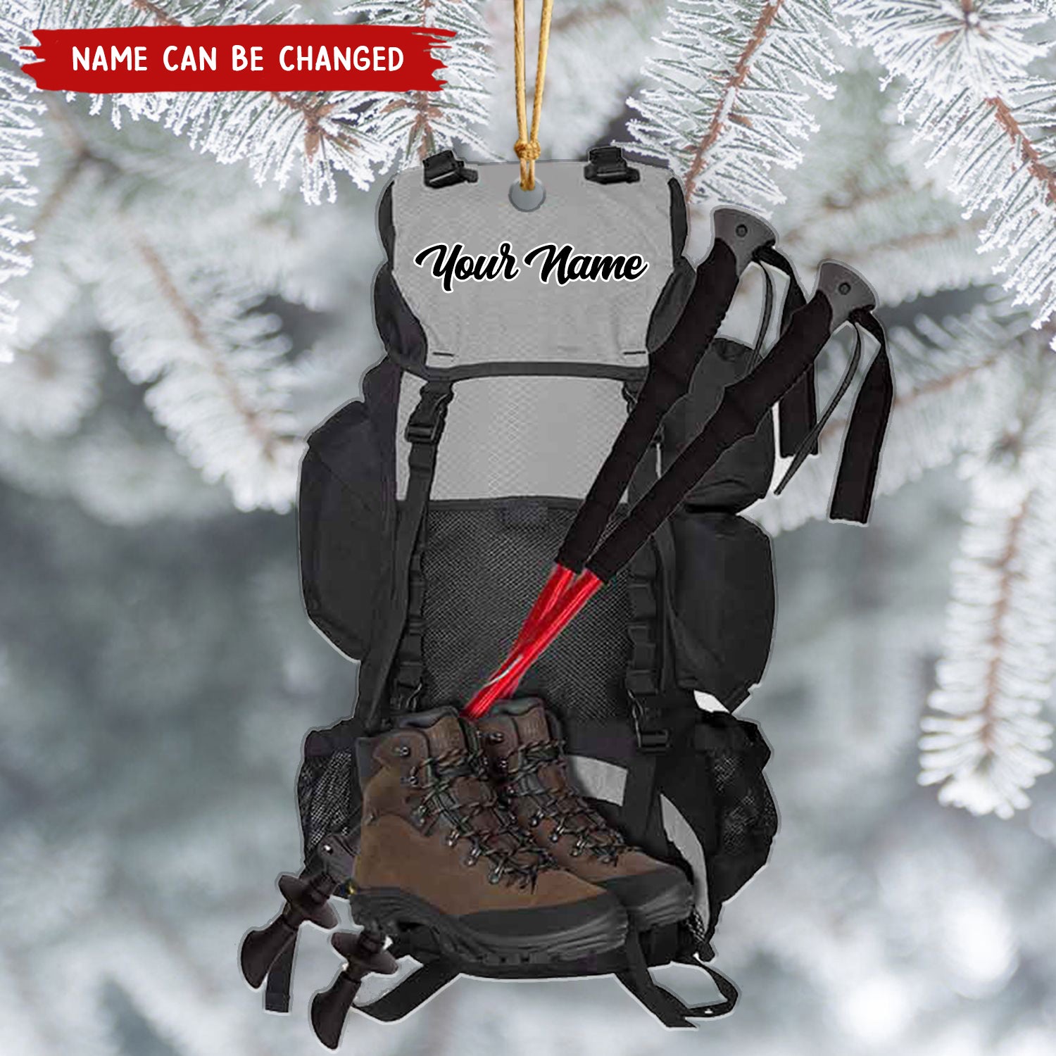Hiking Bag - Personalized Acrylic Christmas / Car Ornament - Gift For Hiking Lover