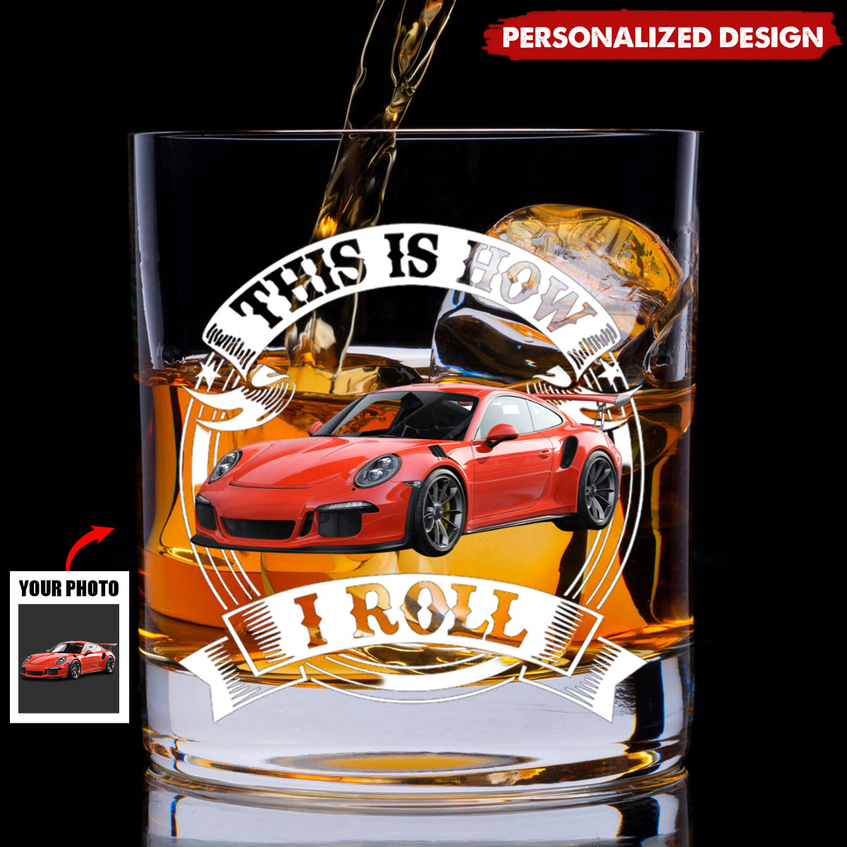 Personalized Upload Vehicle Photo Whiskey Glass-Gift For Car Lover