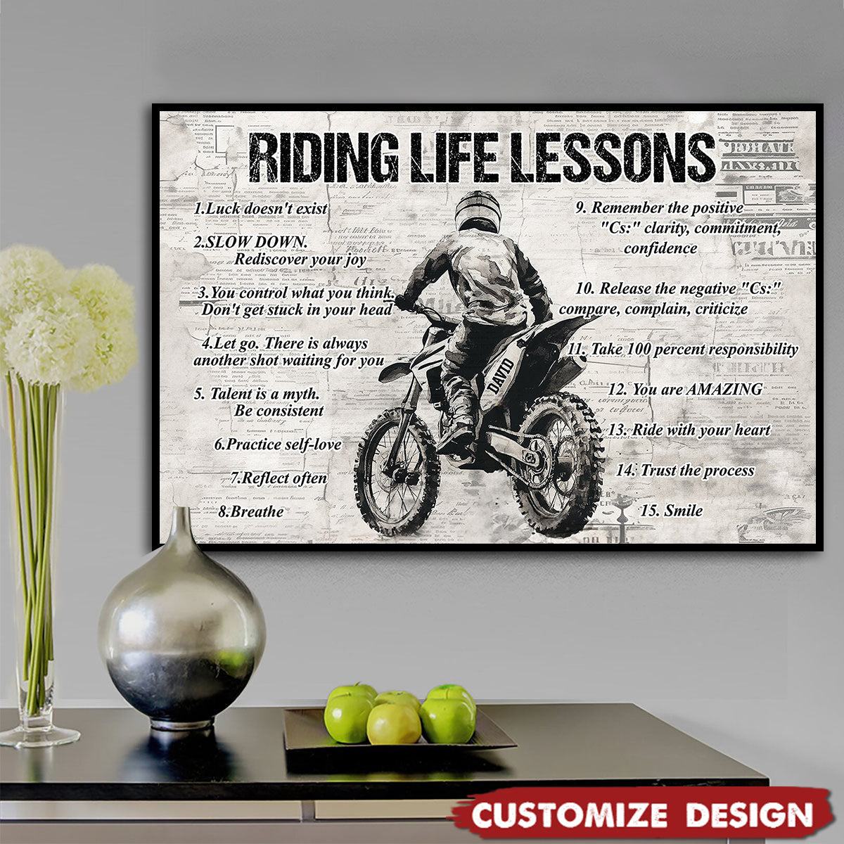 Personalized Riding Life Lessons Cool Quotes Poster - Gift For Biker