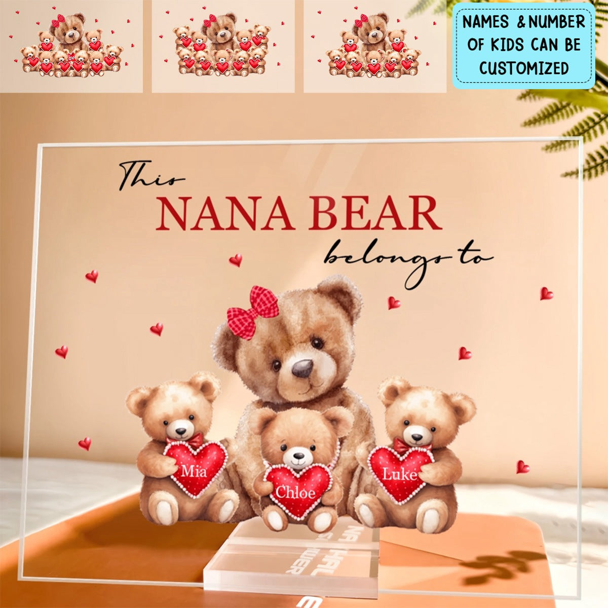 This Mama Bear Belong To - Personalized Custom Acrylic Plaque Clear Stand - Mother's Day Gift For Mom, Grandma, Family Members