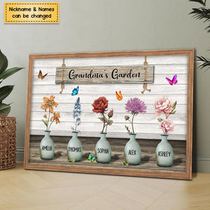 Grandma‘s Garden Birth Month Flowers Pots Personalized Poster, Mother's Day Gift For Grandma, Mom, Auntie