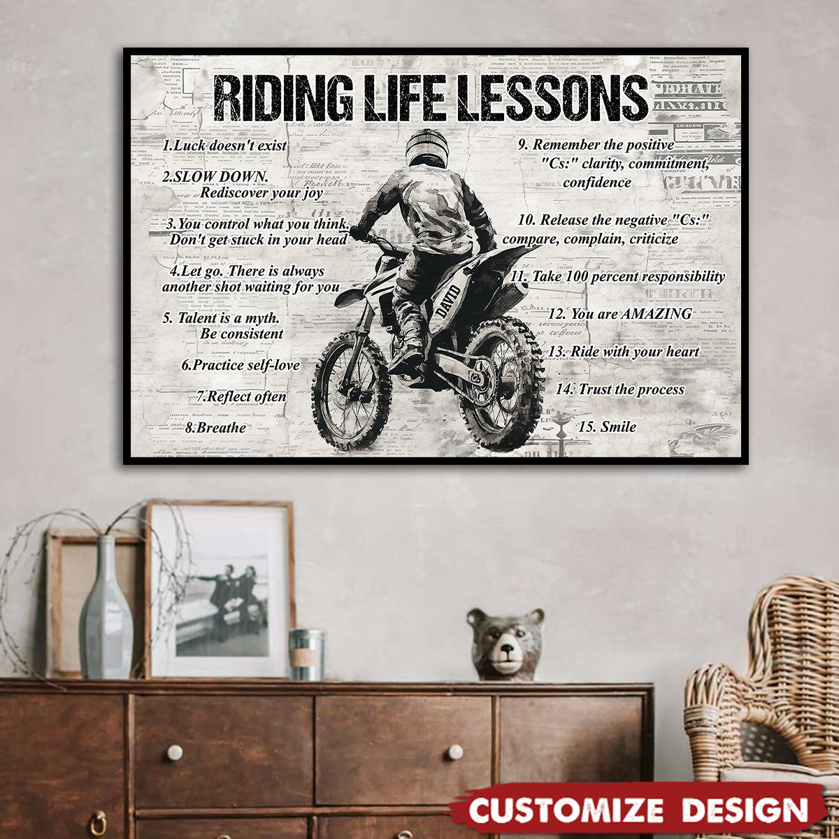 Personalized Riding Life Lessons Cool Quotes Poster - Gift For Biker