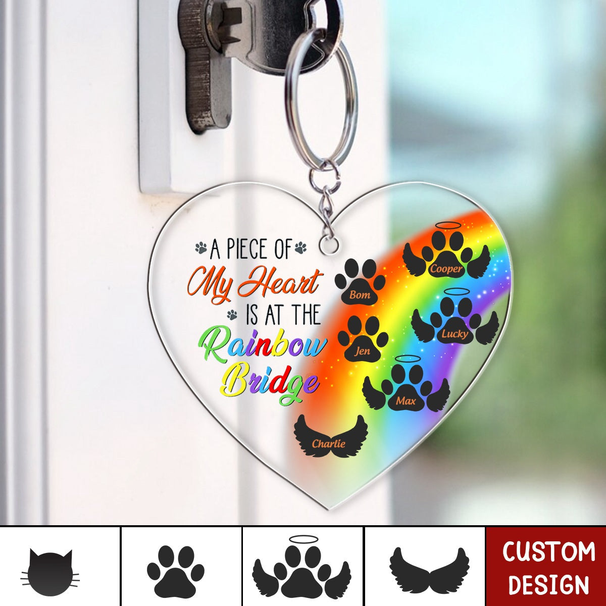 A Piece Of My Heart Is At The Rainbow Bridge - Pet Memorial Gift - Personalized Acrylic Keychain
