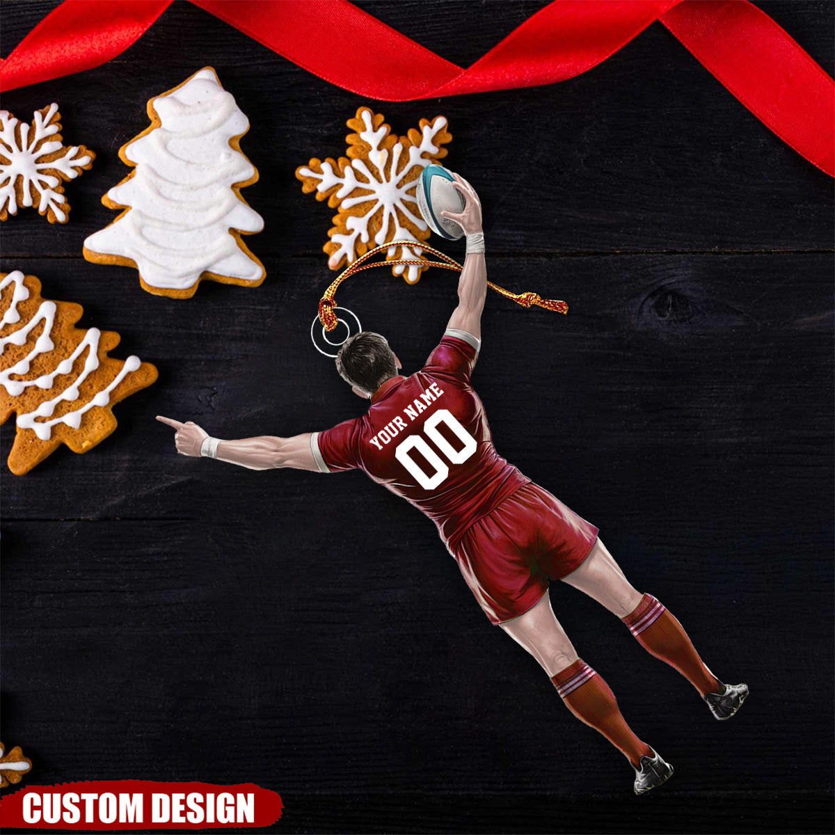 Personalized Rugby Player Christmas Ornament - Gifts For Rugby Lovers