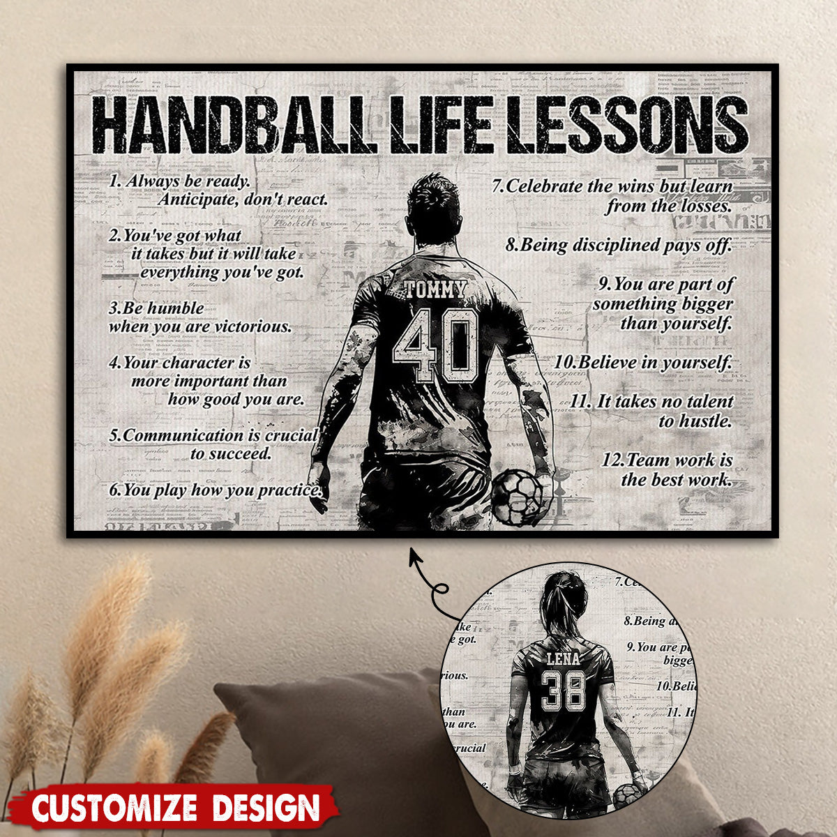 Personalized Handball Life Lessons Poster-Gift For Handball Lovers