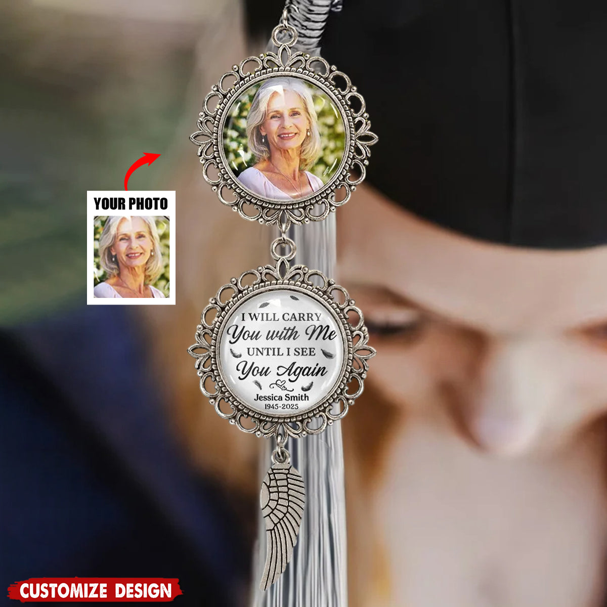 Graduation Walking Beside You Memorial-Personalized Photo Pendant Charm