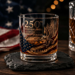 Personalized 250th Anniversary Whiskey Glass – Custom Engraved Bourbon Glass Gift for Men, Dad & Whiskey Lovers