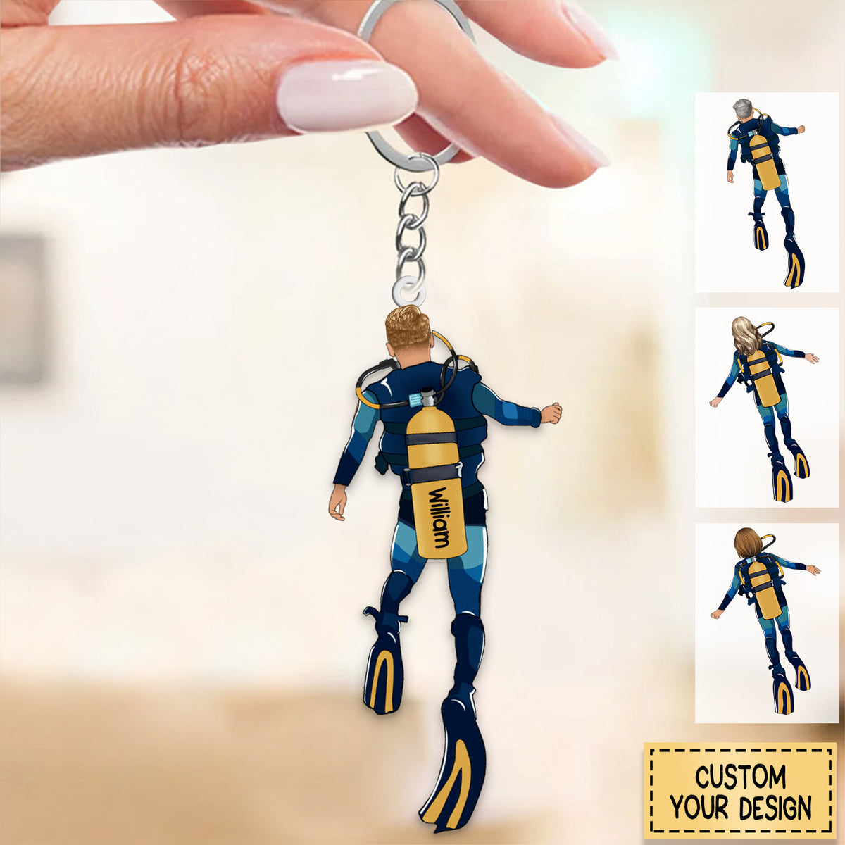 Personalized Scuba Diving Partners / Couples Acrylic Keychain