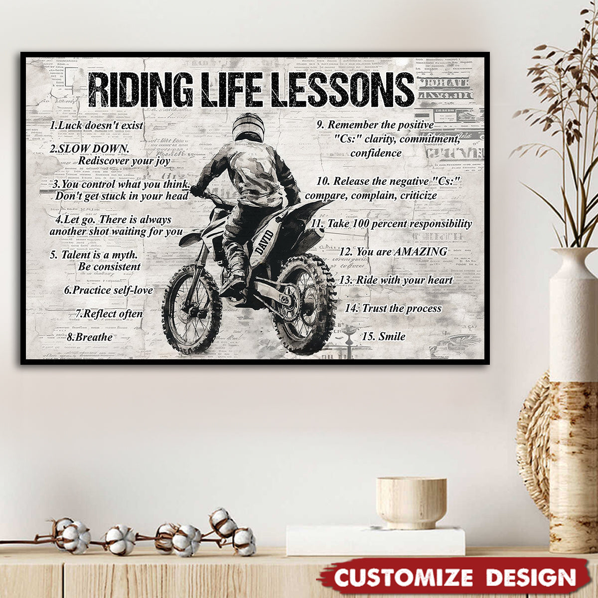 Personalized Riding Life Lessons Cool Quotes Poster - Gift For Biker