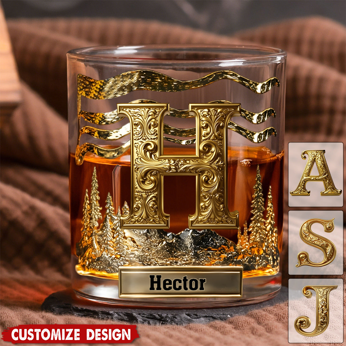 Alphabet Initial For Whiskey, Bourbon Lovers - Personalized Whiskey Glass