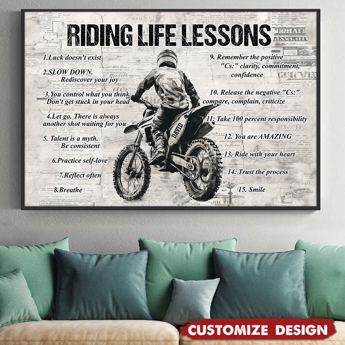 Personalized Riding Life Lessons Cool Quotes Poster - Gift For Biker