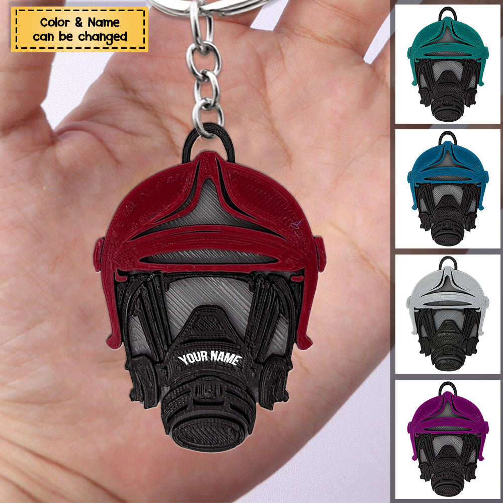 Firefighter Breathing Apparatus With Helmet Personalized Keychain