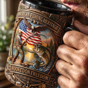 Hooked On Freedom Accent Mug - Personalized Gift For Fisherman