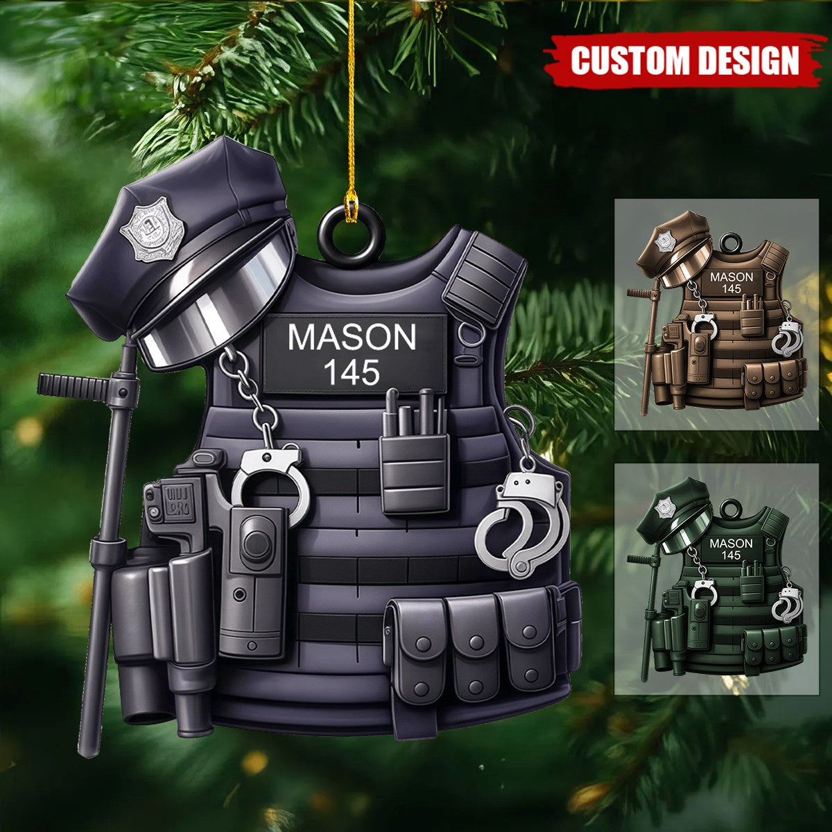 Personalized Police Vest Ornament – Christmas Gift For Policeman