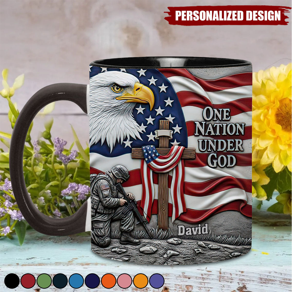 One Nation Under God-Personalized Bald Eagle Accent Mug