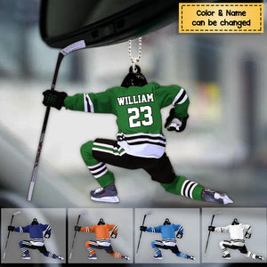 Personalized ice hockey ornament for hockey players
