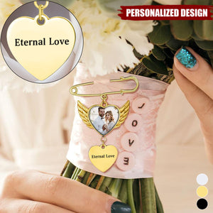 Personalized Angel Wing Wedding Bouquet Heart Picture Charms Brooch Pins