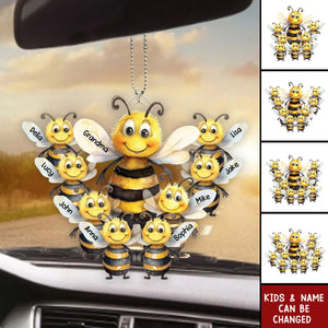 Personalized Bee Mama With Little Kids Acrylic Car Ornament - Gift For Mom, Grandma