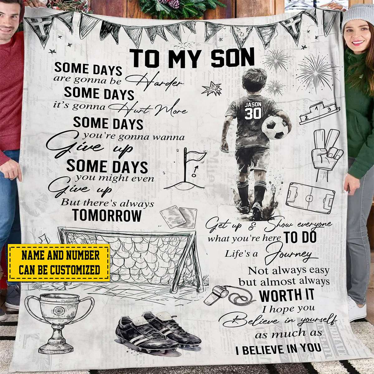 Personalized Soccer Kid Fleece Blanket - Gift For Son,Grandson Soccer Lovers