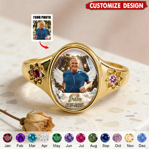 Personalized Memorial Birthstones Ring - Gifts For Loss Of Mom,Dad