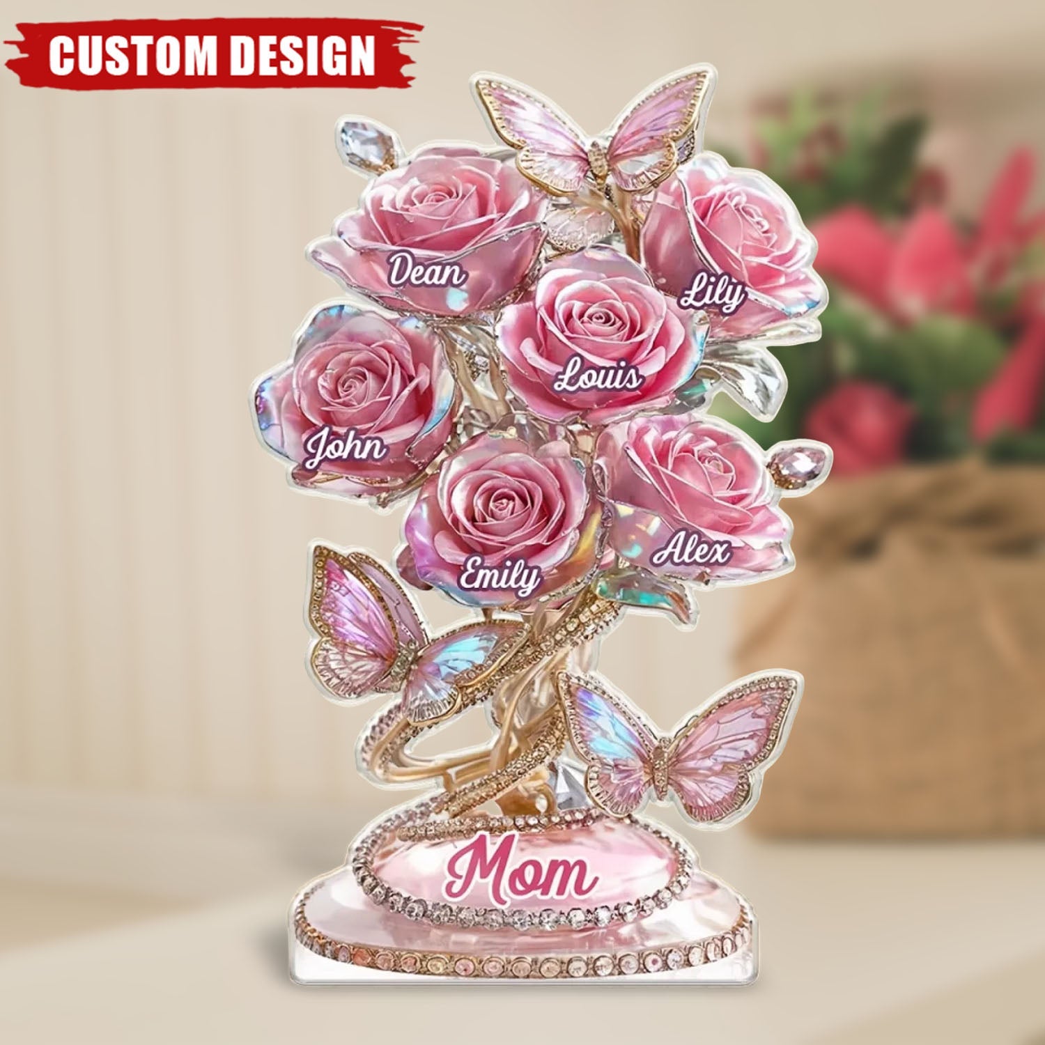 Each Rose Holds A Piece Of Your Heart - Personalized Acrylic Plaque - Mother's Day