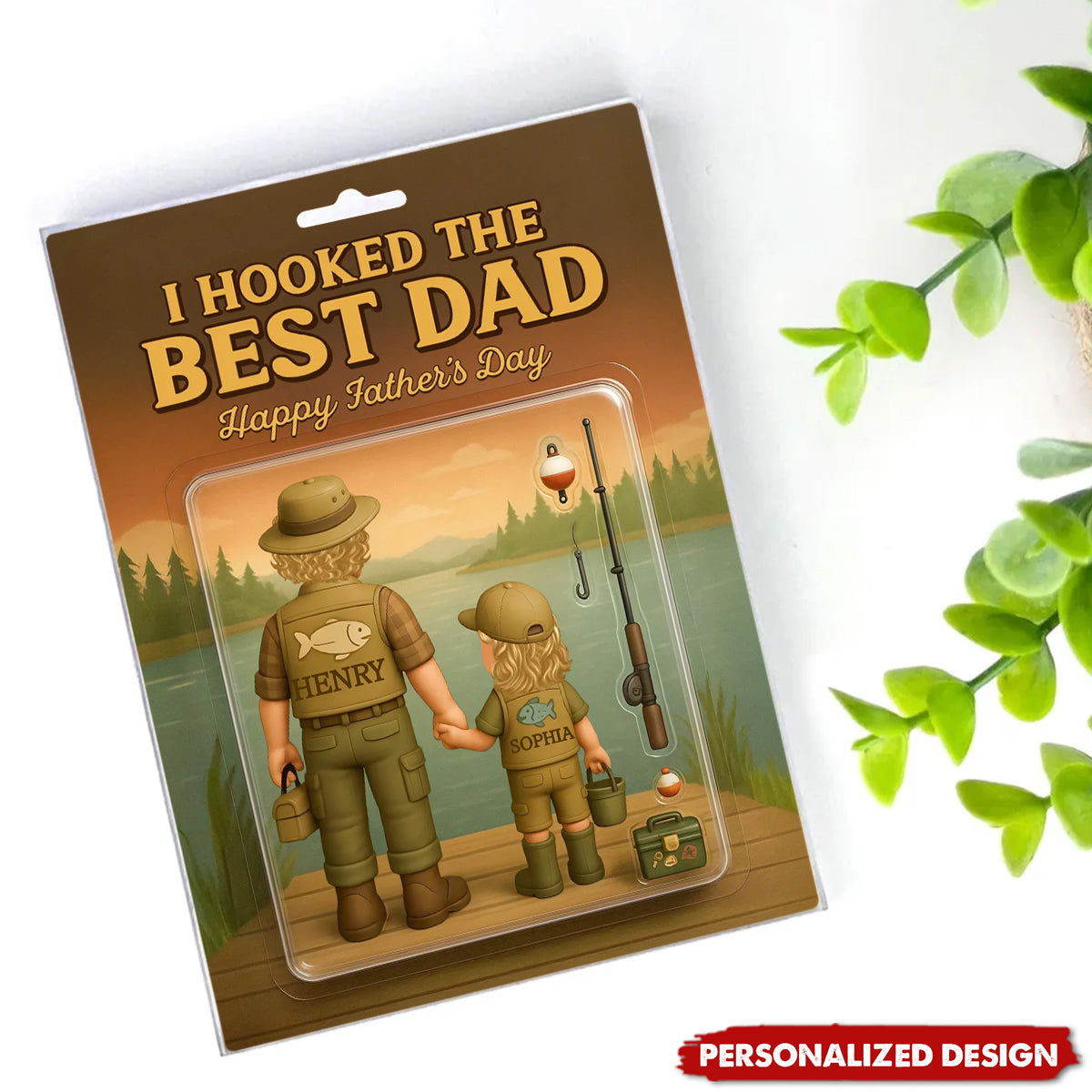 I Hooked the Best Dad Fishing-Personalized Acrylic Plaque-Father's Day Gift