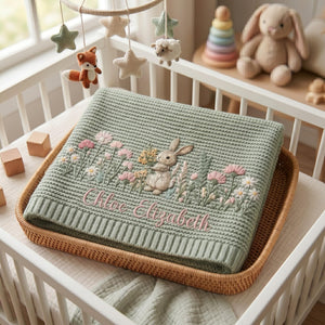 Personalized Bunny Baby Embroidered Blanket,Newborn Gift