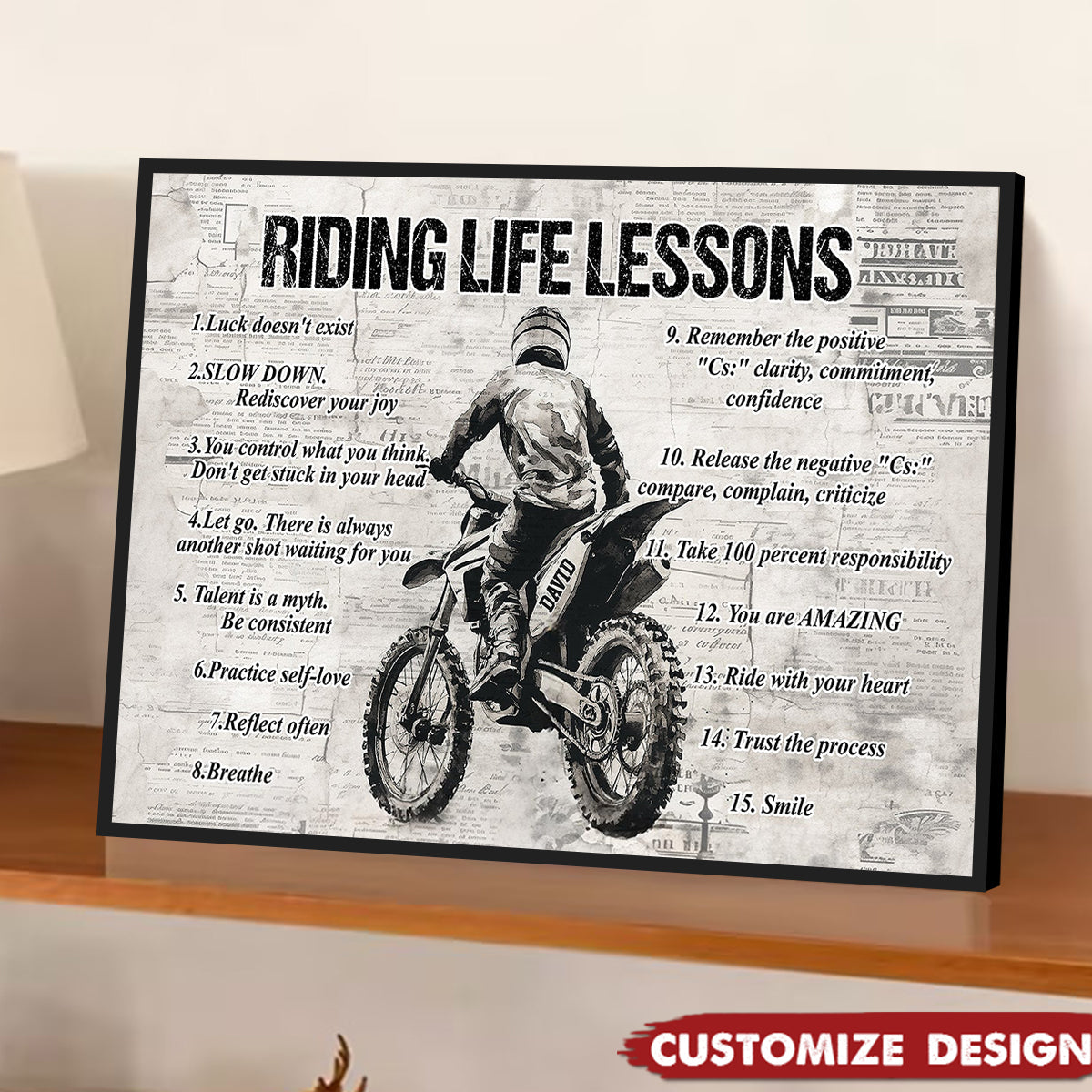 Personalized Riding Life Lessons Cool Quotes Poster - Gift For Biker