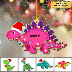 Grandson Son Granddaughter Daughter Dinosaur Personalized Christmas Wooden Ornament
