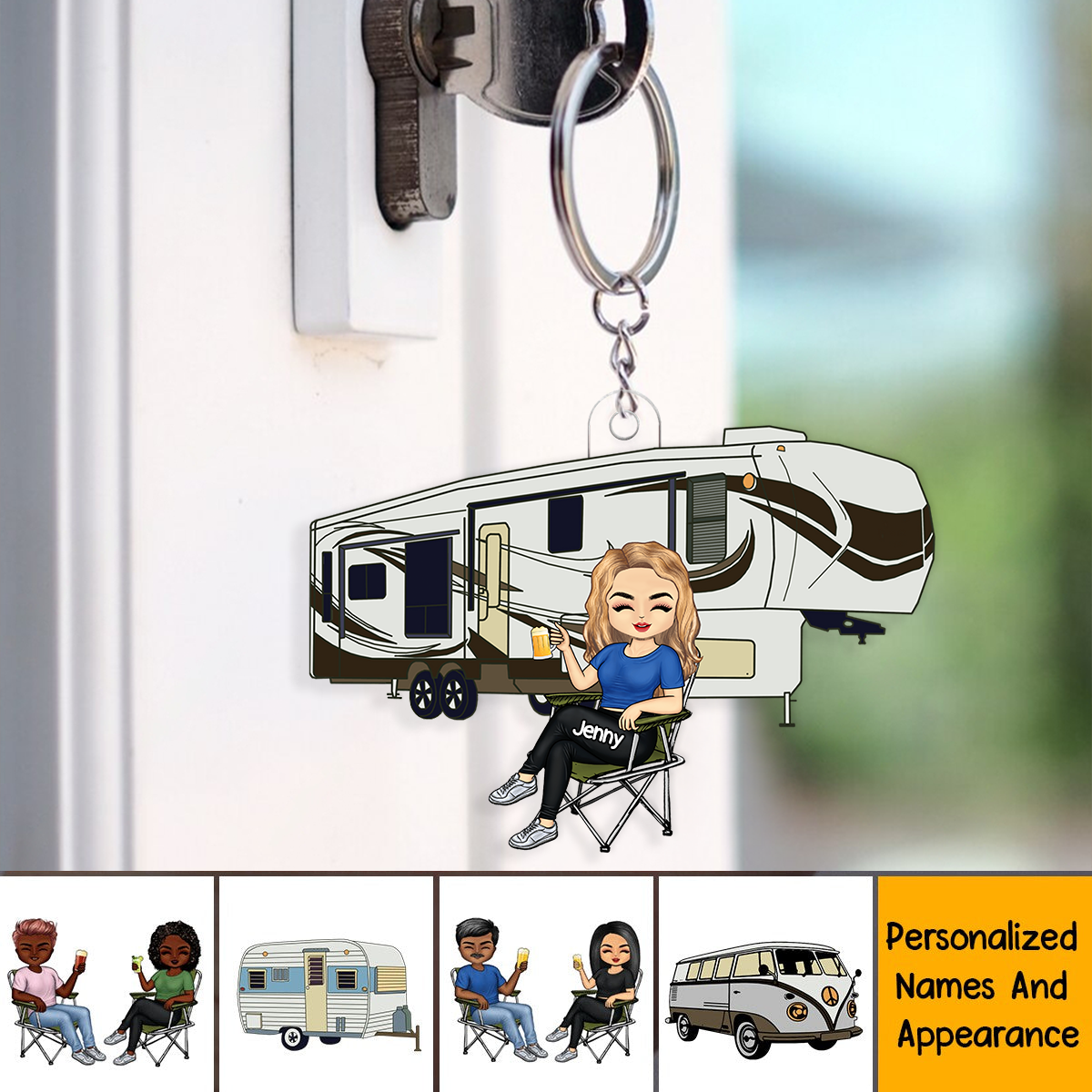 Drive Slow Drunk Campers Matter Husband Wife Camping Couple - Personalized Acrylic Keychain