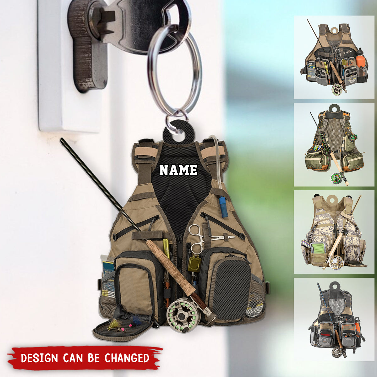 Personalized Fishing Vest Acrylic Keychain