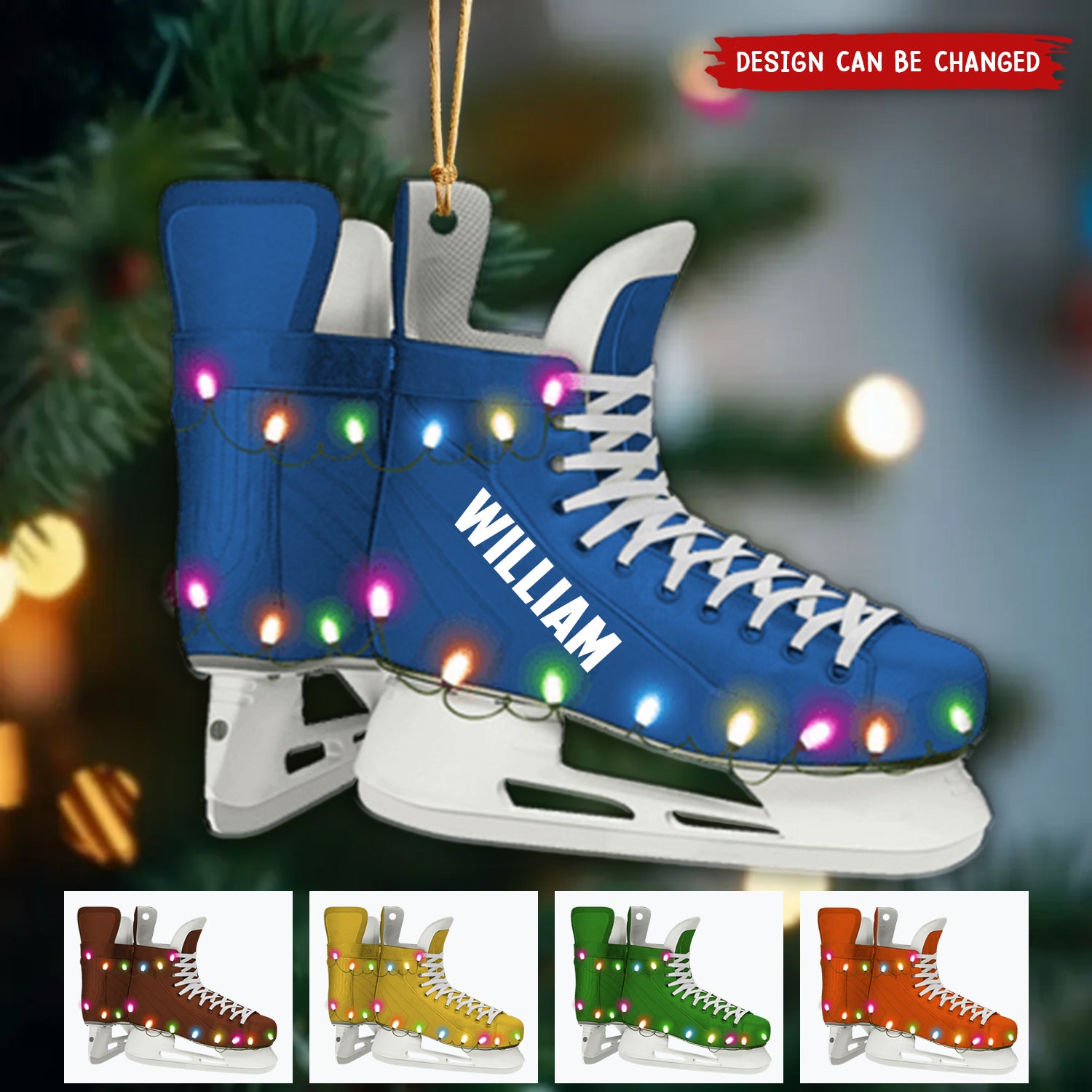 Ice Hockey Skates - Personalized Christmas Ornament - Gift for Hockey Players