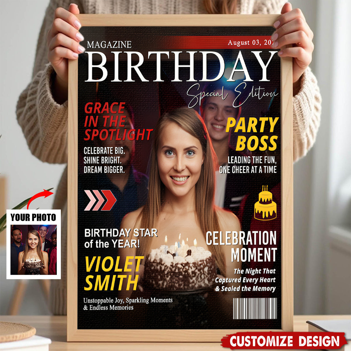 Personalized Birthday Magazine Cover Poster