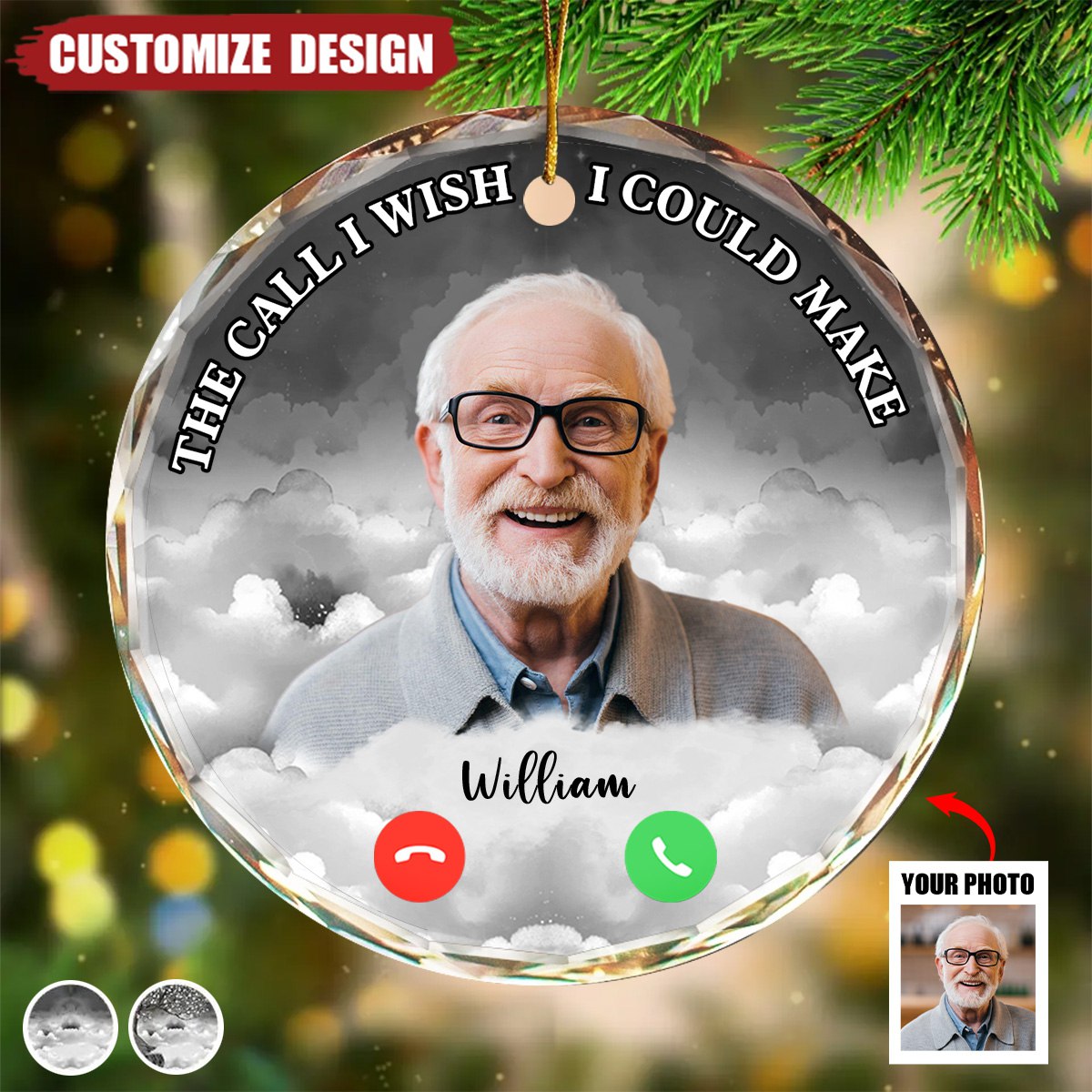 The Call I Wish I Could Make - Personalized Circle Glass Ornament- 2024 New Release
