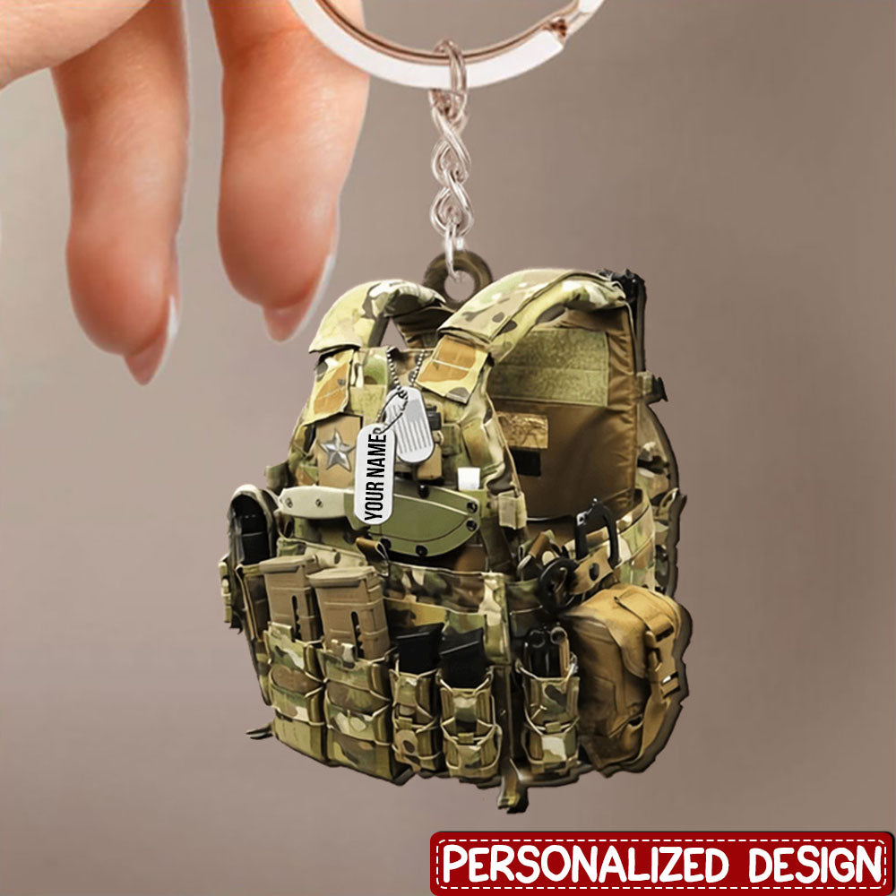 Soldier Tactical Vests Shaped Personalized Acrylic Keychain