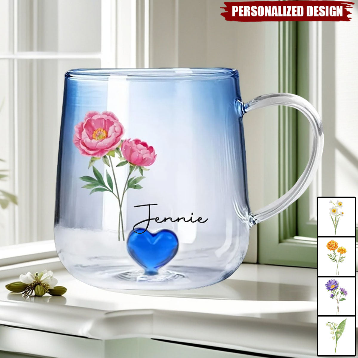 You Are The Most Beautiful Flower-Personalized Blue Gradient Glass Mug