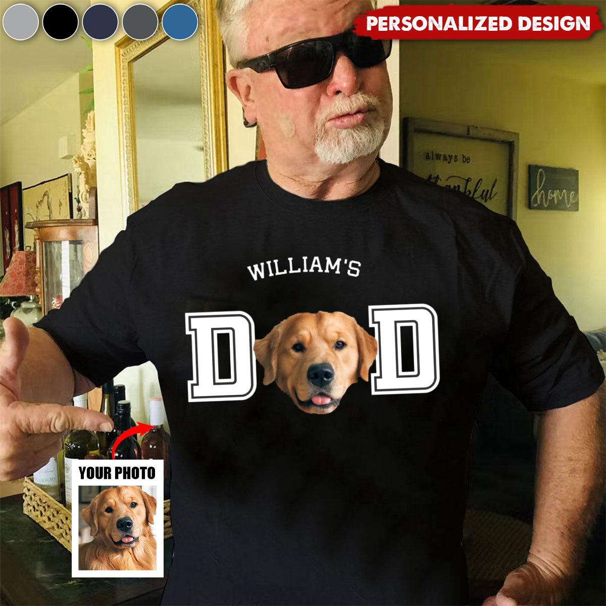 Personalized Photo Dog Cat Dad Shirt
