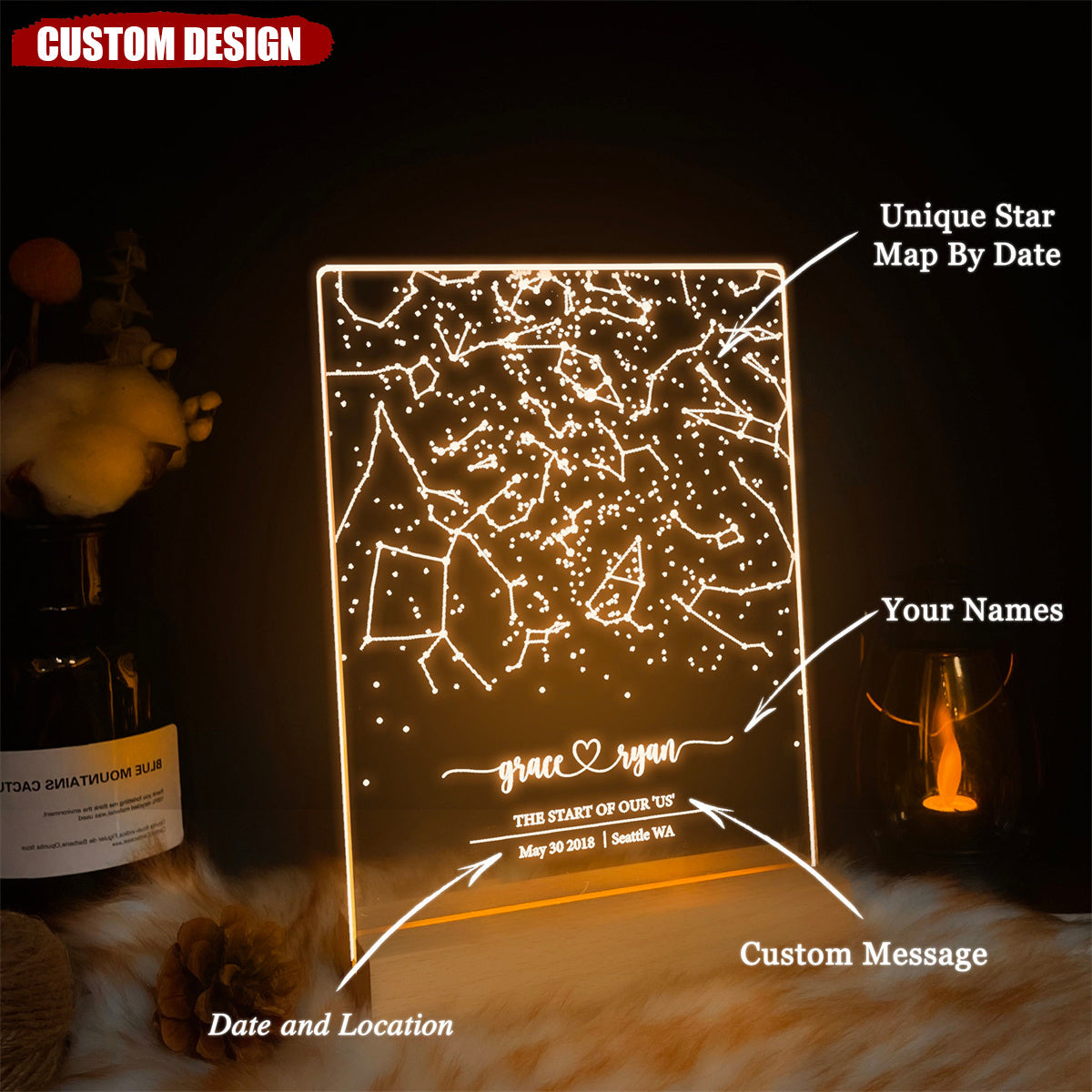 Personalized constellation map,LED night sky couple gift