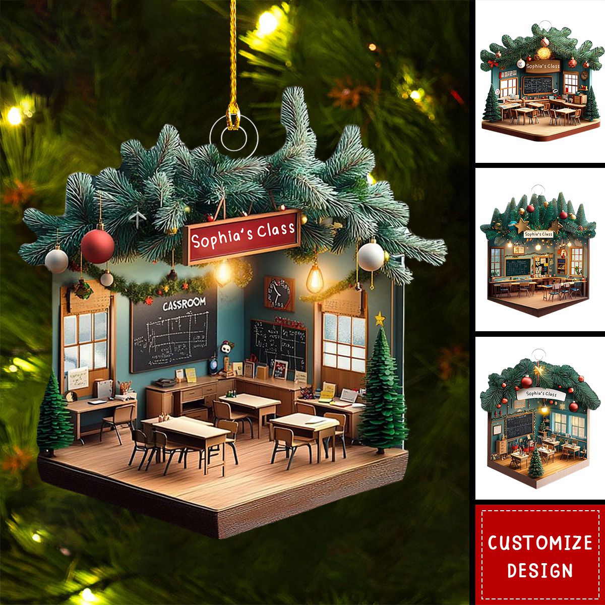 Personalized Teacher Classroom Christmas Ornament - Gift For Teacher